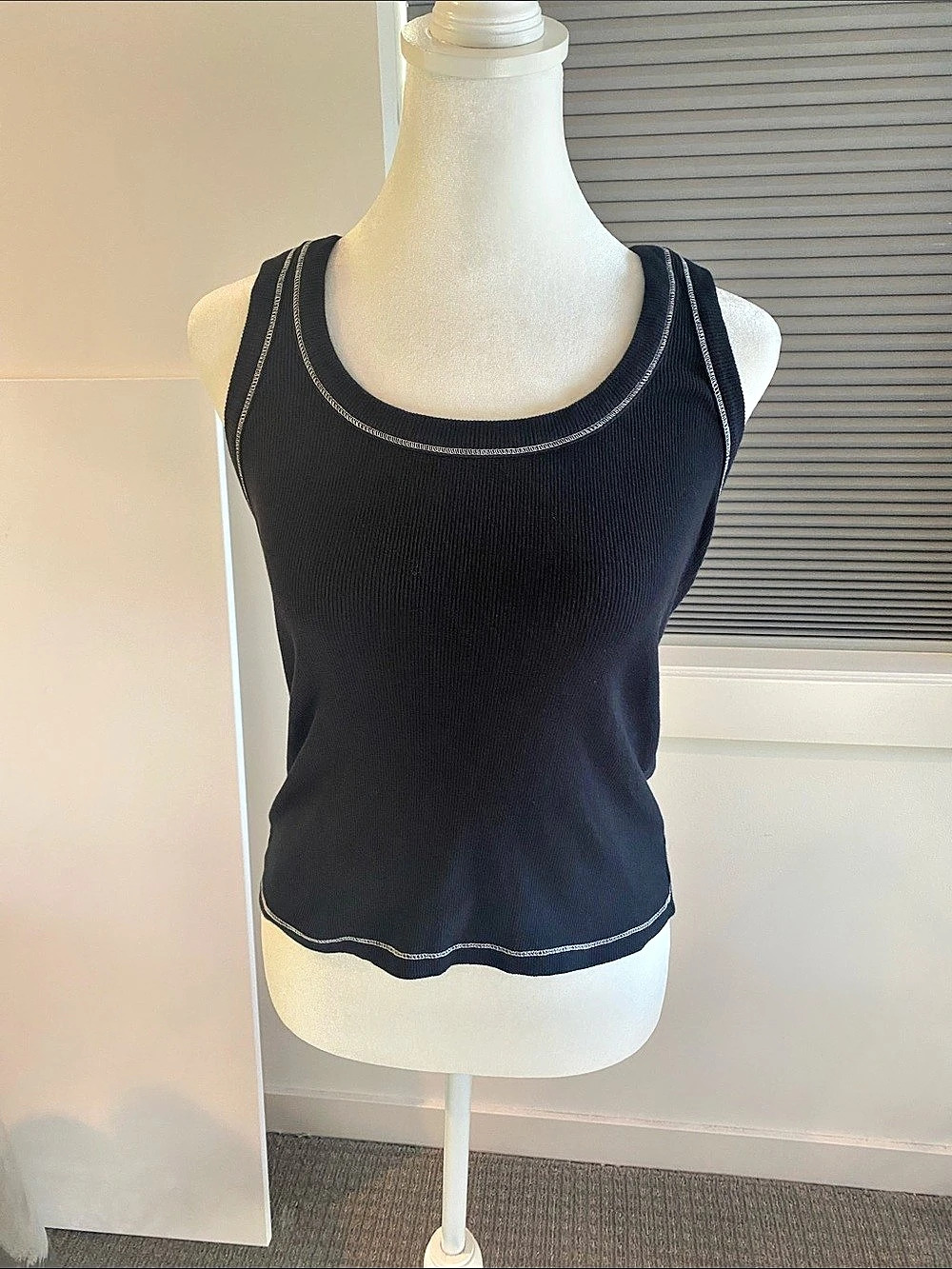 PILCRO High-Neck Tank Ribbed Tank Top Black Small